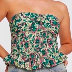 Free People Sleeveless floral top blouse bralette crop top Size M Party